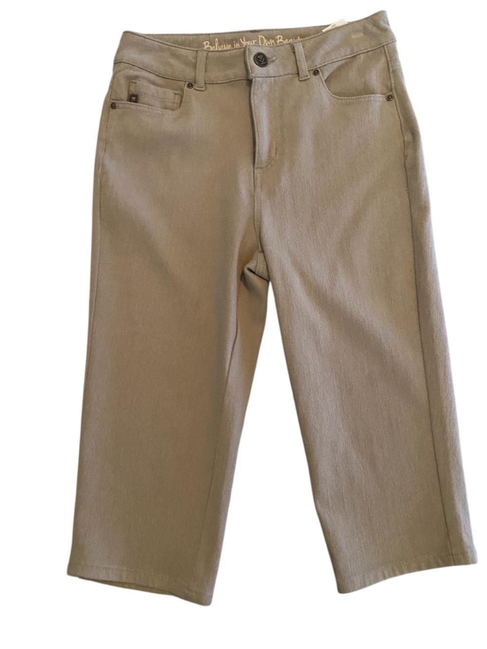 Belle by Kim Gravel Flexibelle Pedal Pushers Capri Pant Light Olive Green Size 4